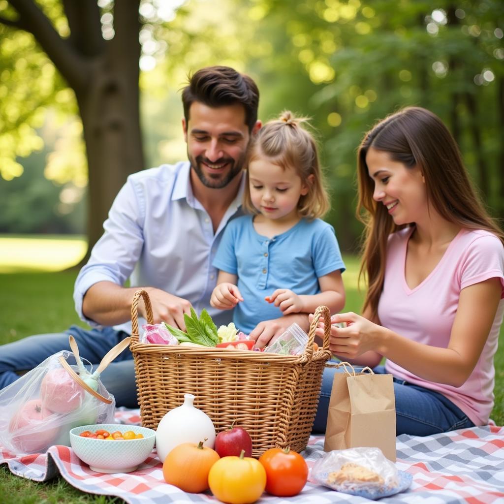 Family Using Reusable Food Wrappers