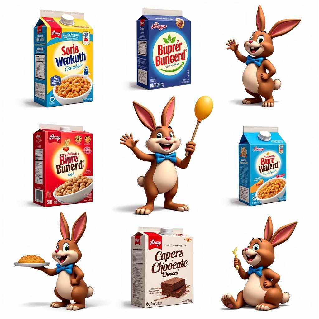 Famous food brands with rabbit mascots like Trix and Nesquik.