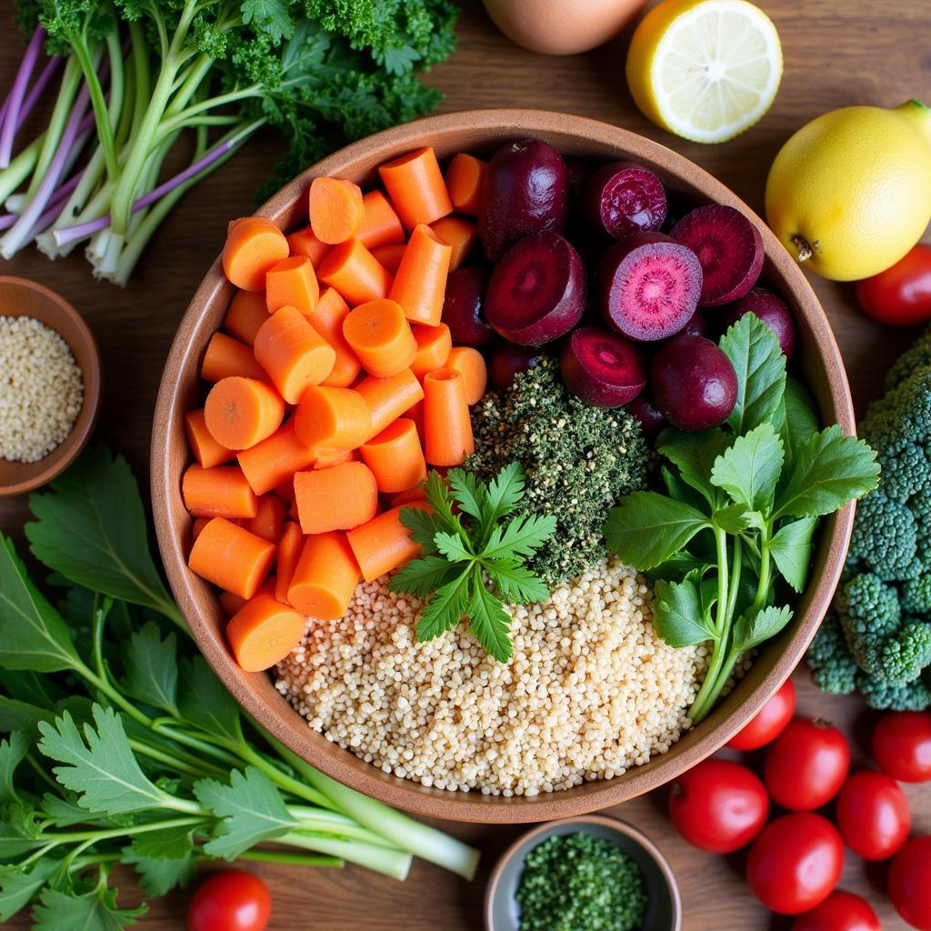 Fresh Ingredients for a Farmstead Dinner Bowl