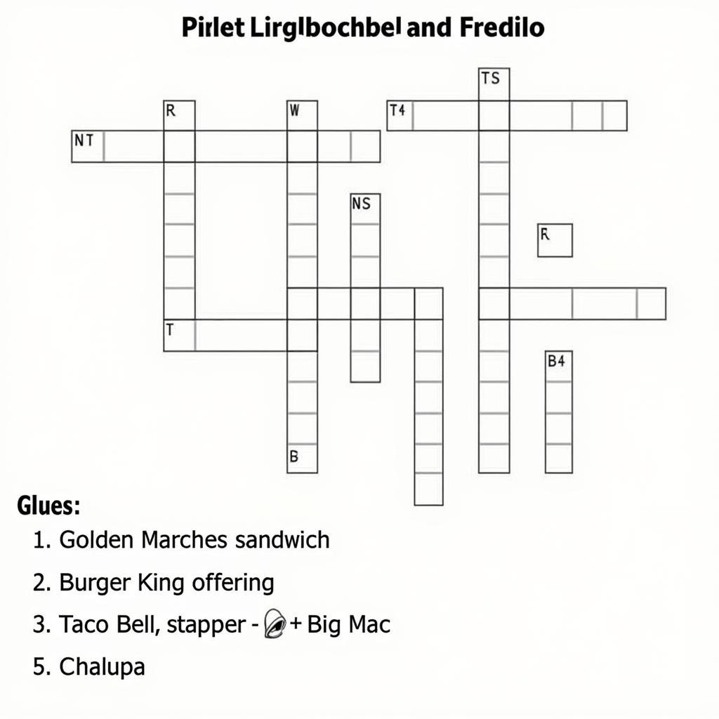 Fast food crossword puzzle with various clues related to popular menu items and chains.