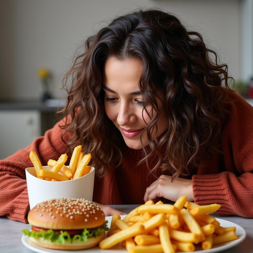 Unhealthy hair due to fast food diet