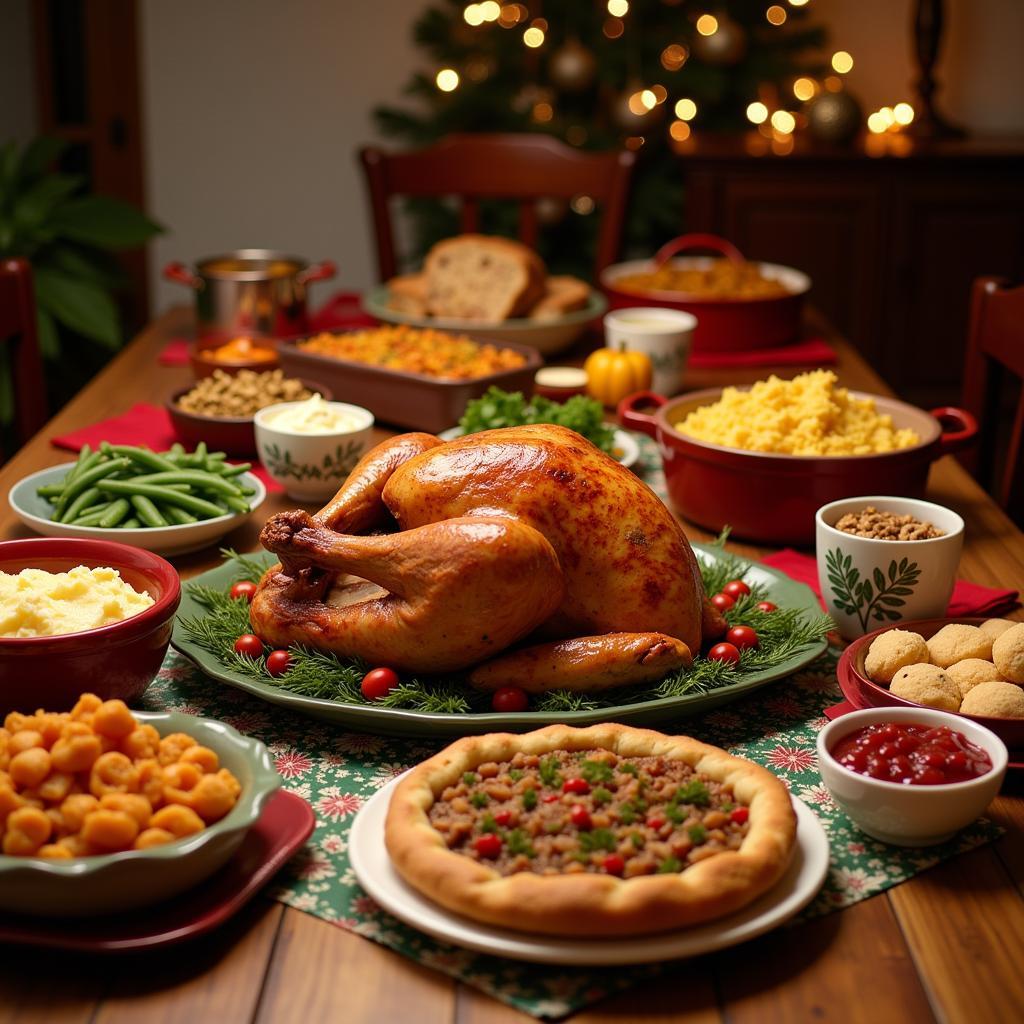 A Festive Spread of Traditional Holiday Foods for Thanksgiving and Christmas