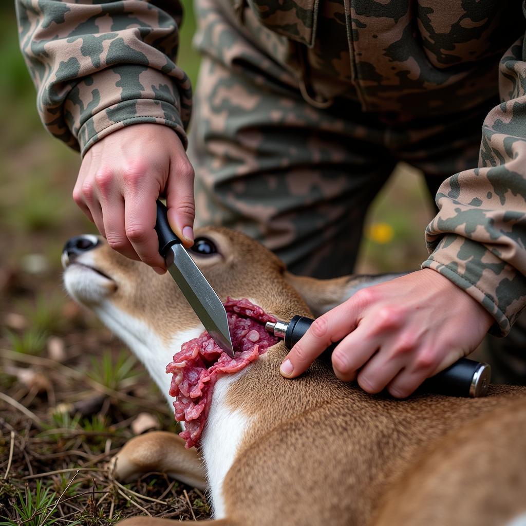 Field dressing a deer for optimal meat preservation