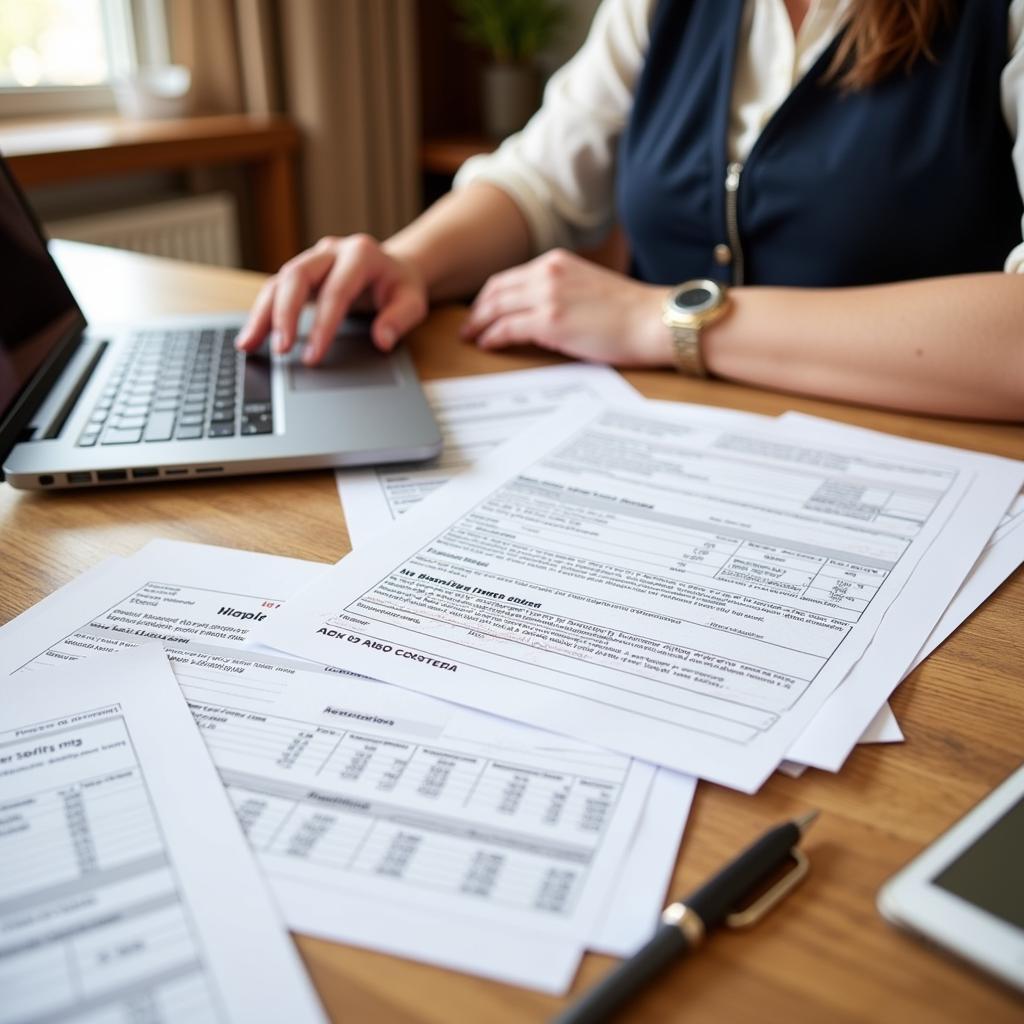 A business owner reviewing financial documents related to their food trailer investment.