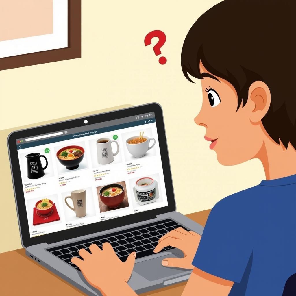 A person browsing a selection of food novelty items online, looking for the perfect gift.