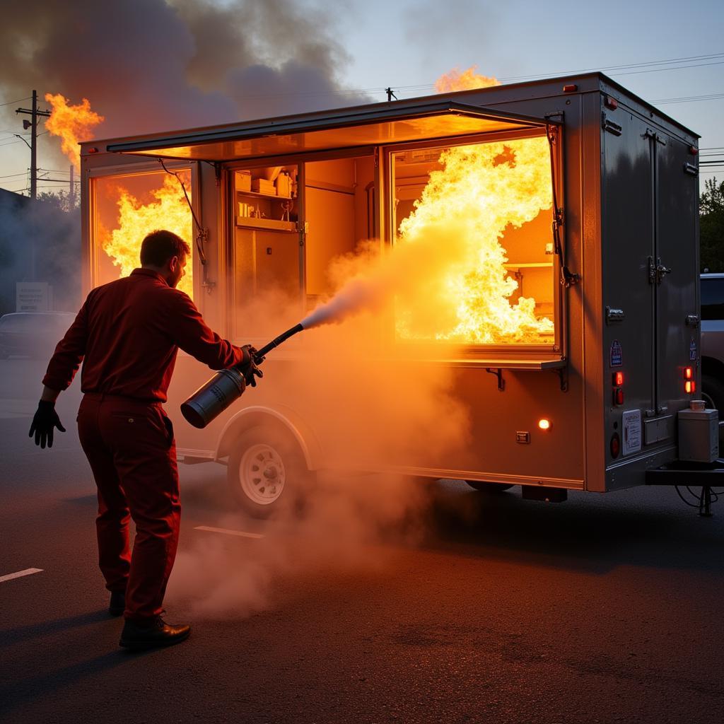 Fire Suppression System Activation in a Food Truck Kitchen