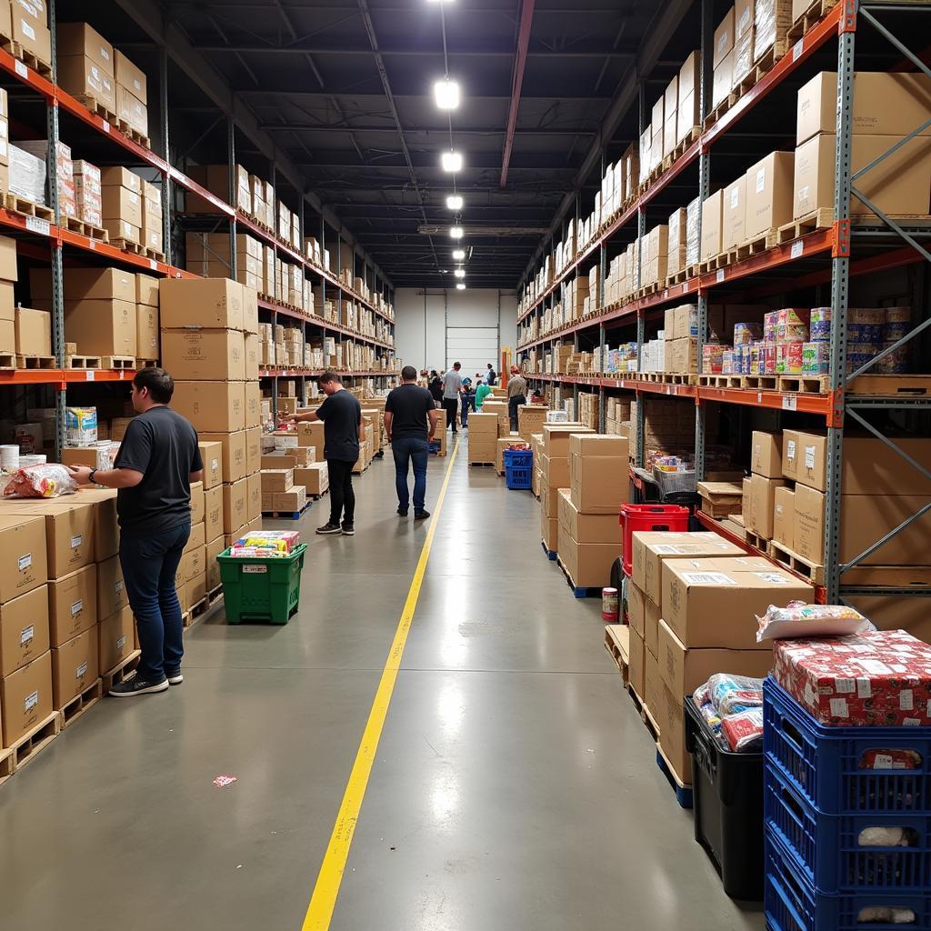 Food Bank Warehouse Filled with Donations