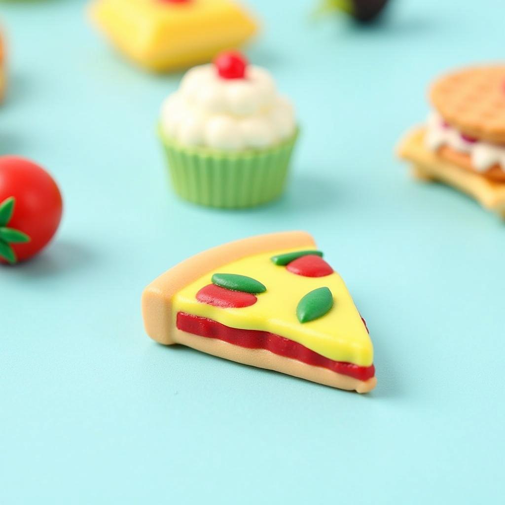Miniature food charms, like pizza and avocado, showcase the allure of tiny edibles.