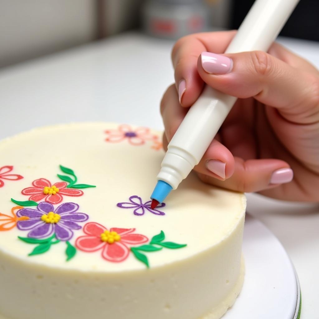 Decorating a Cake with Food Coloring Pens