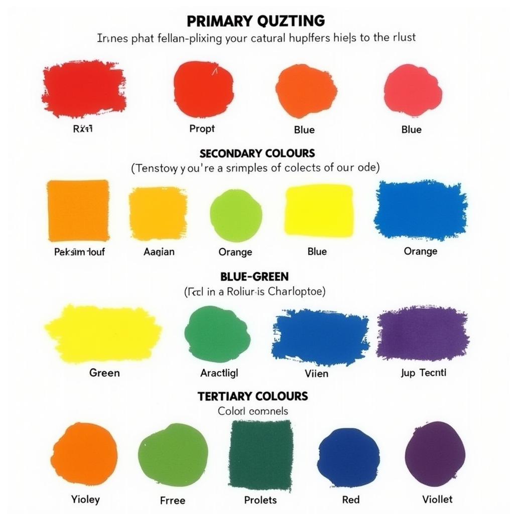 Food Colouring Colour Chart Demonstrating Primary, Secondary, and Tertiary Colors