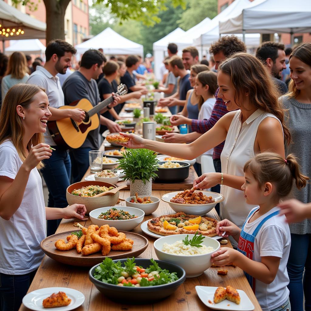 Enjoying Activities at a Food Festival