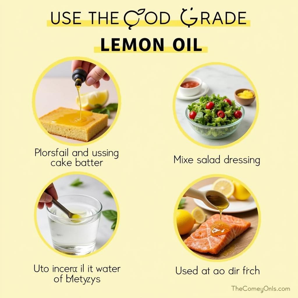 Food Grade Lemon Oil Uses: Various applications in cooking, baking, and beverages.