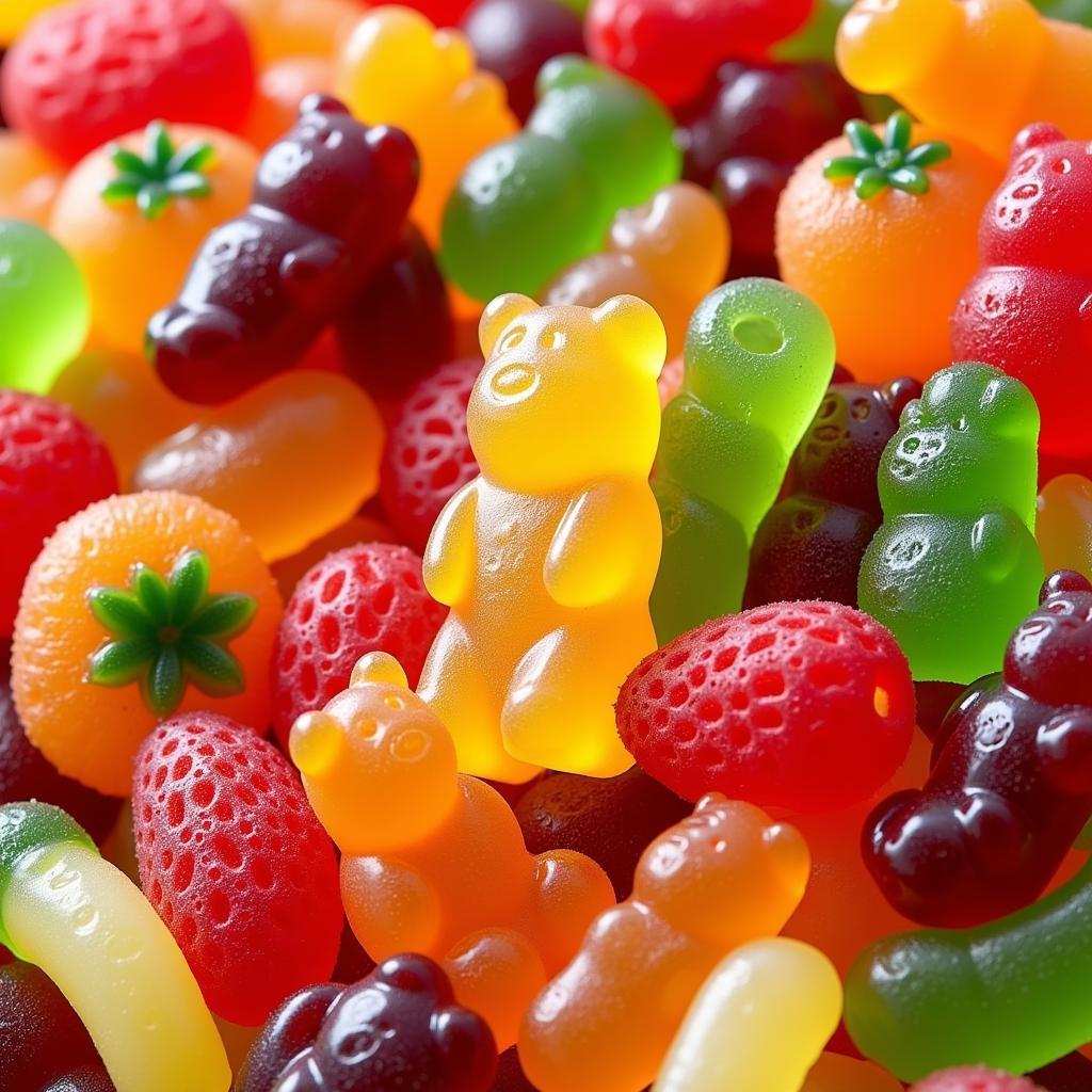 Assortment of colorful food gummy candies