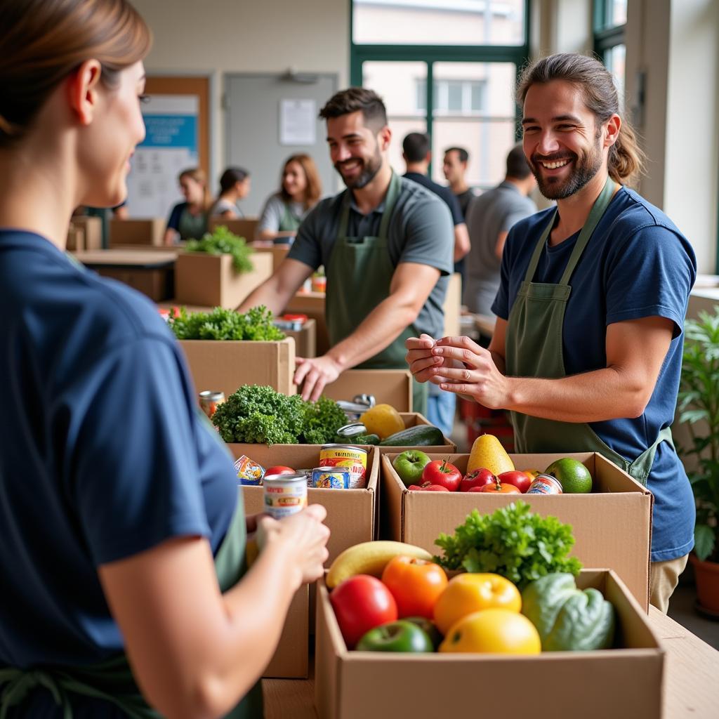 Volunteers Distributing Food at a Pantry