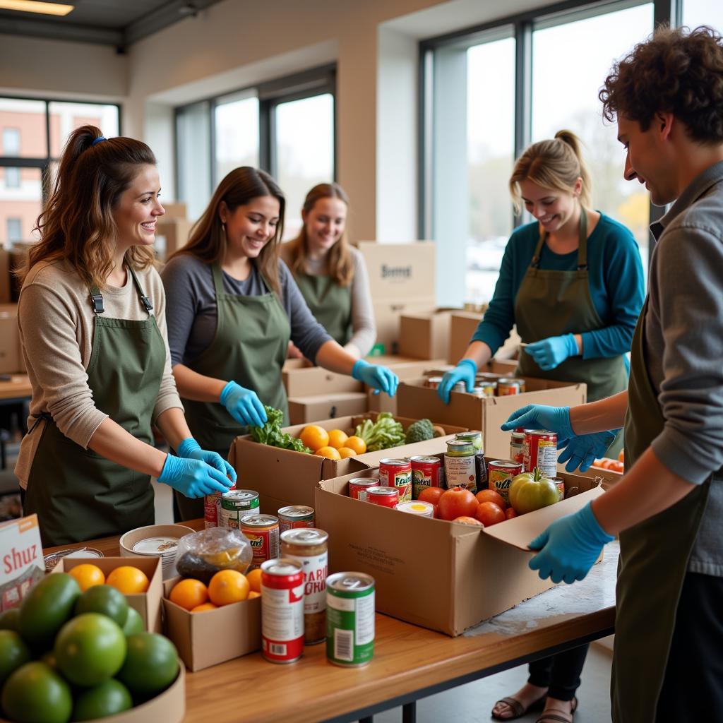 Volunteers sorting food donations at a Sparta WI food pantry