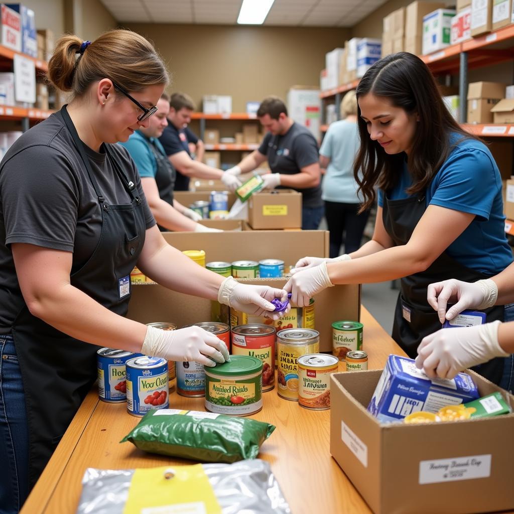 Volunteers Sorting Food at a Streator, IL Food Pantry