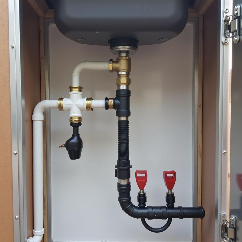 Food trailer sink plumbing connections