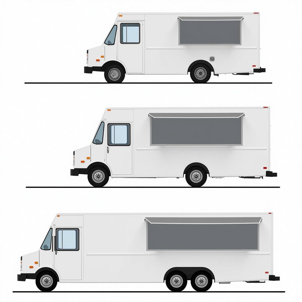 Comparison of different sizes of retractable awnings for food trucks.