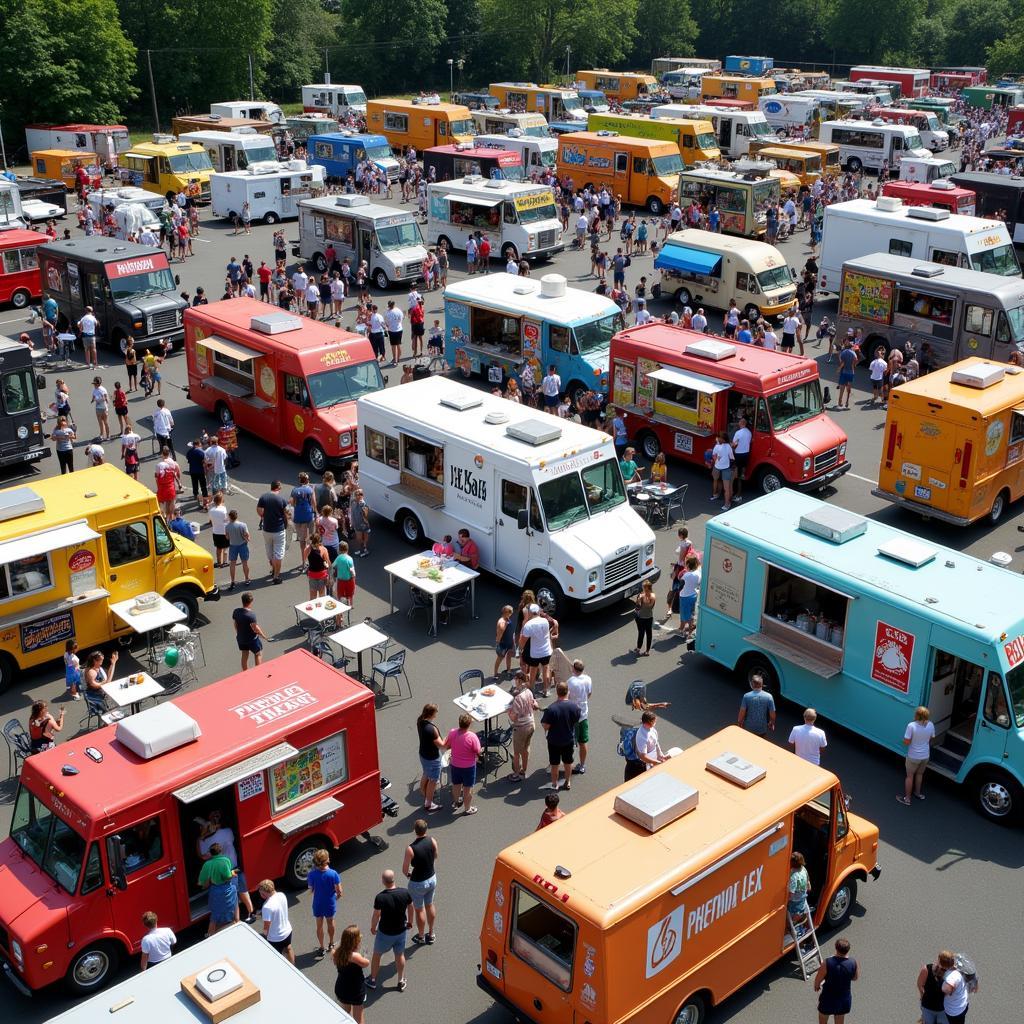 Variety of food vendors at a Maryland food truck festival