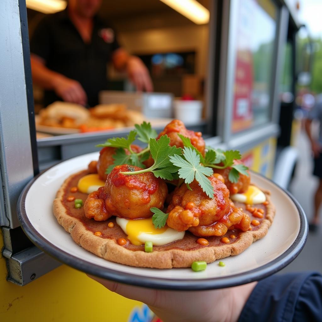 Close-up of food served at a Minnesota food truck festival