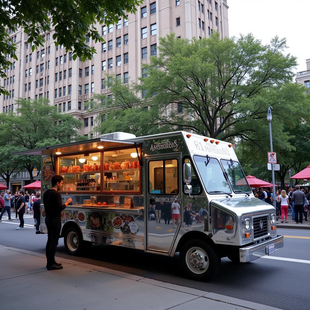 Food truck for sale in Washington DC, ready to serve hungry customers.