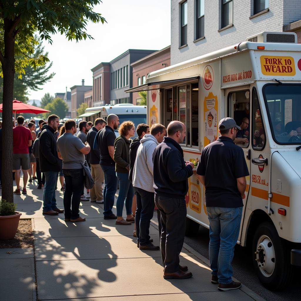 Busy Lunch Crowd at Food Truck in Independence MO