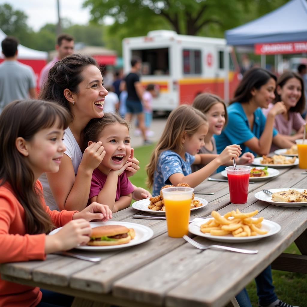 Families Enjoying Food Truck Rodeo Brier Creek