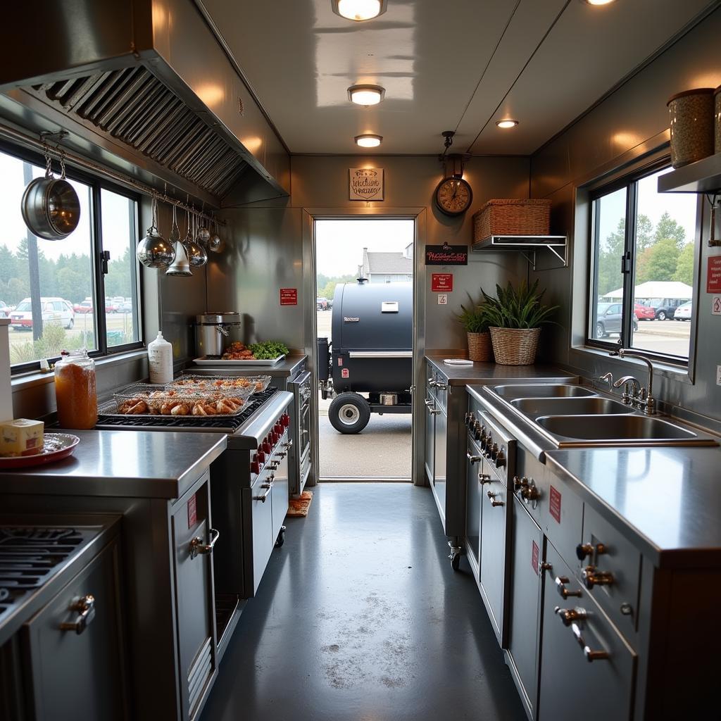 Food Truck with Smoker: Interior Kitchen View