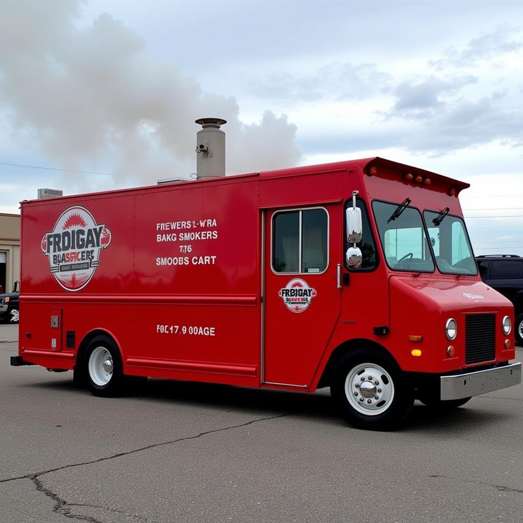 Food Truck with Smoker for Sale: Exterior View