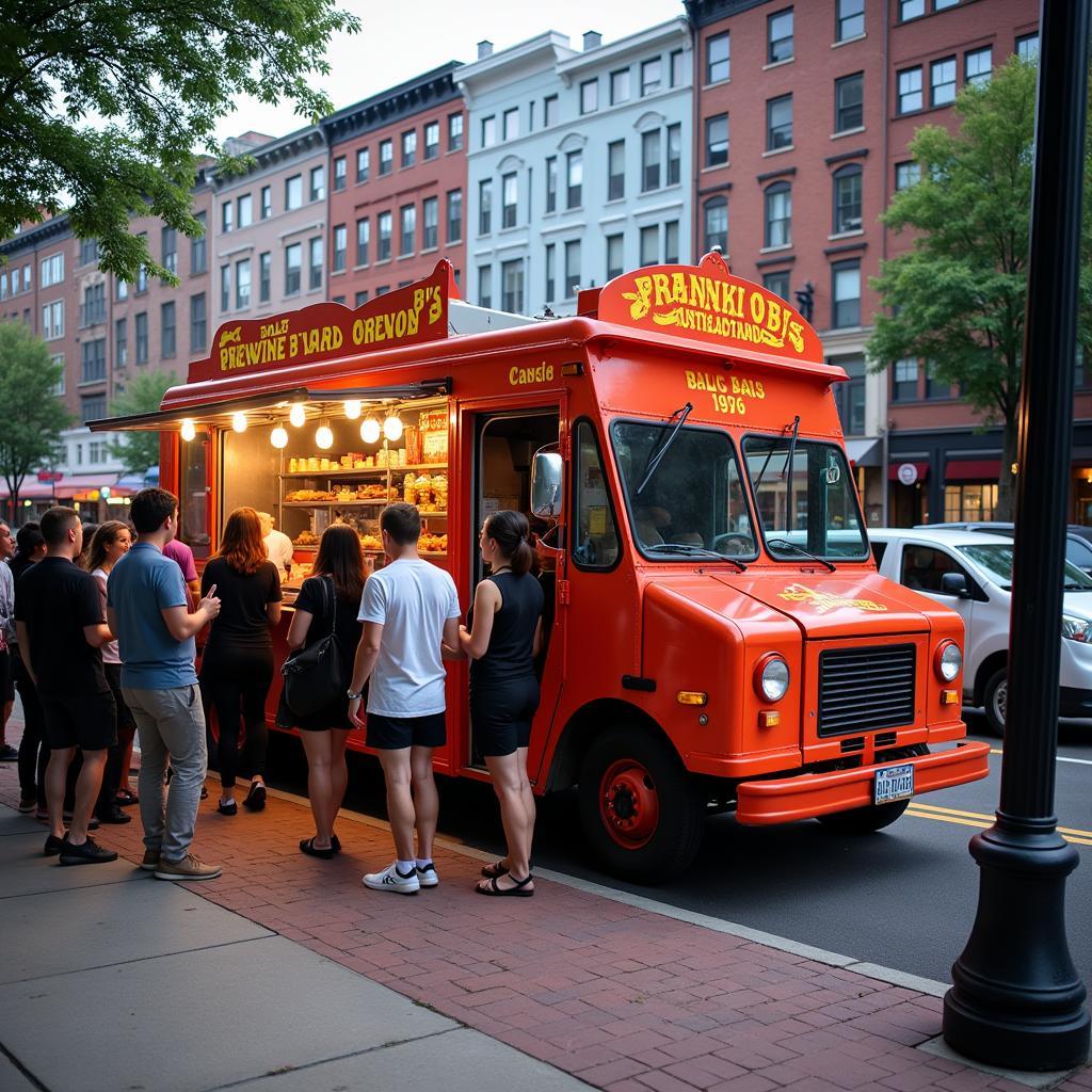 Frankie B's Food Truck serving delicious street food on a Sunday