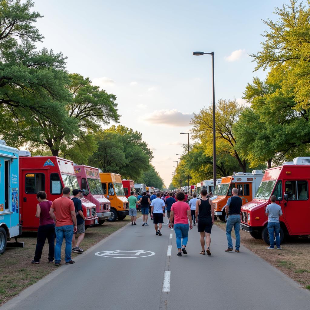 Food trucks parked at a local event in Lawton OK