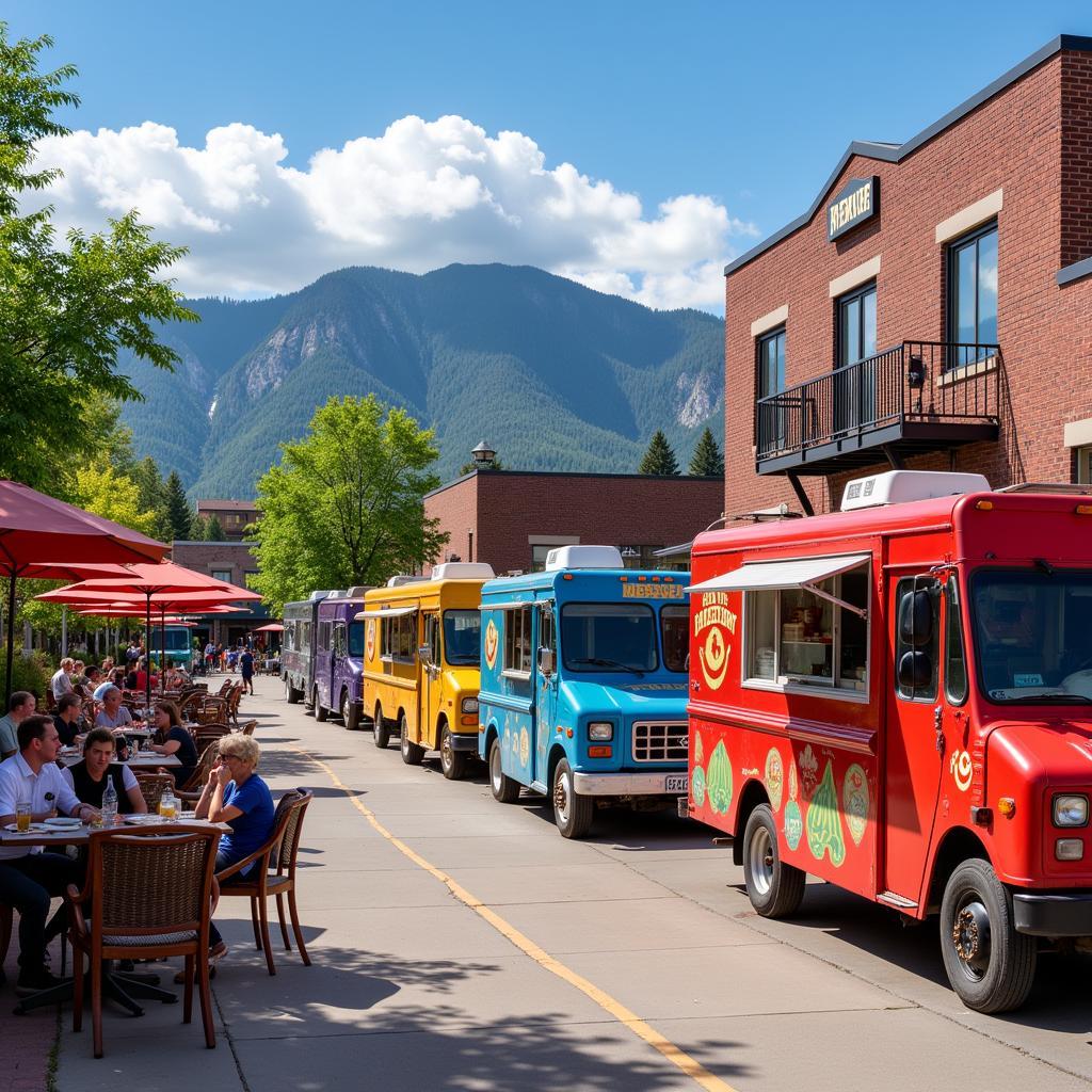 Food trucks parked outside a brewery in Littleton, CO