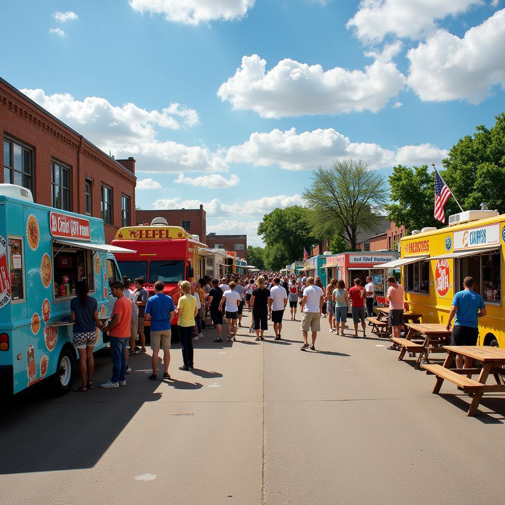 Food Trucks Lined Up in Norfolk, Nebraska