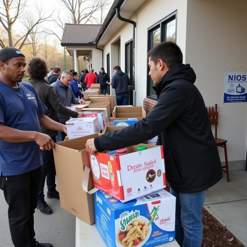 Community members donating food to the Francis Basket Food Shelf.