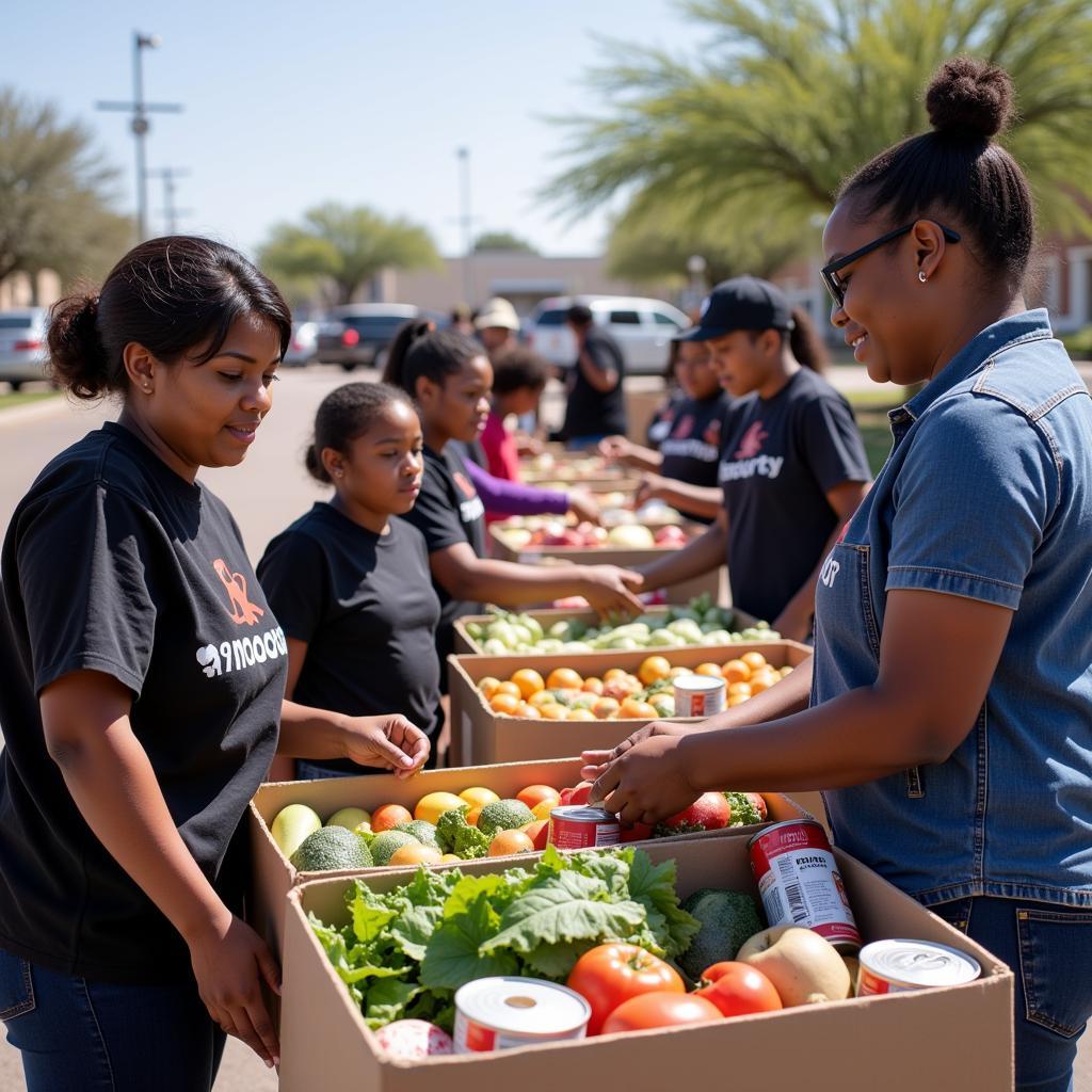 Amarillo Community Pantry distributing free food boxes to families in need.