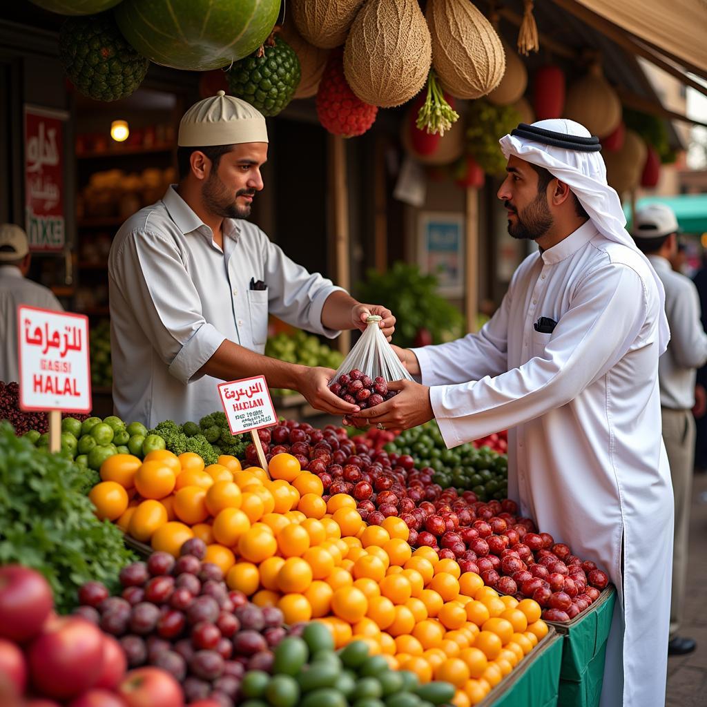 Fresh Halal Ingredients at a Farmers Market