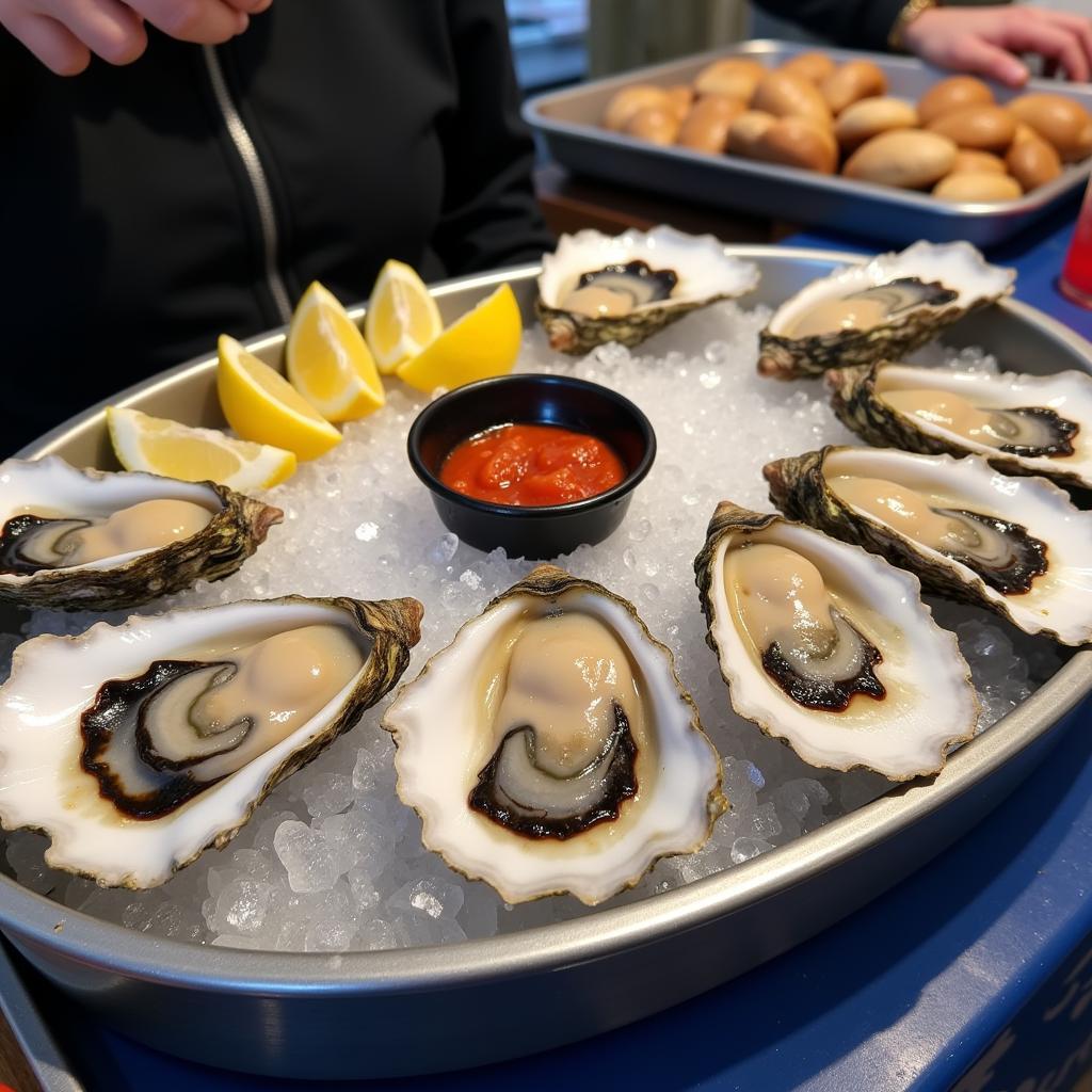 Fresh oysters on ice, ready to be enjoyed in Brittany.