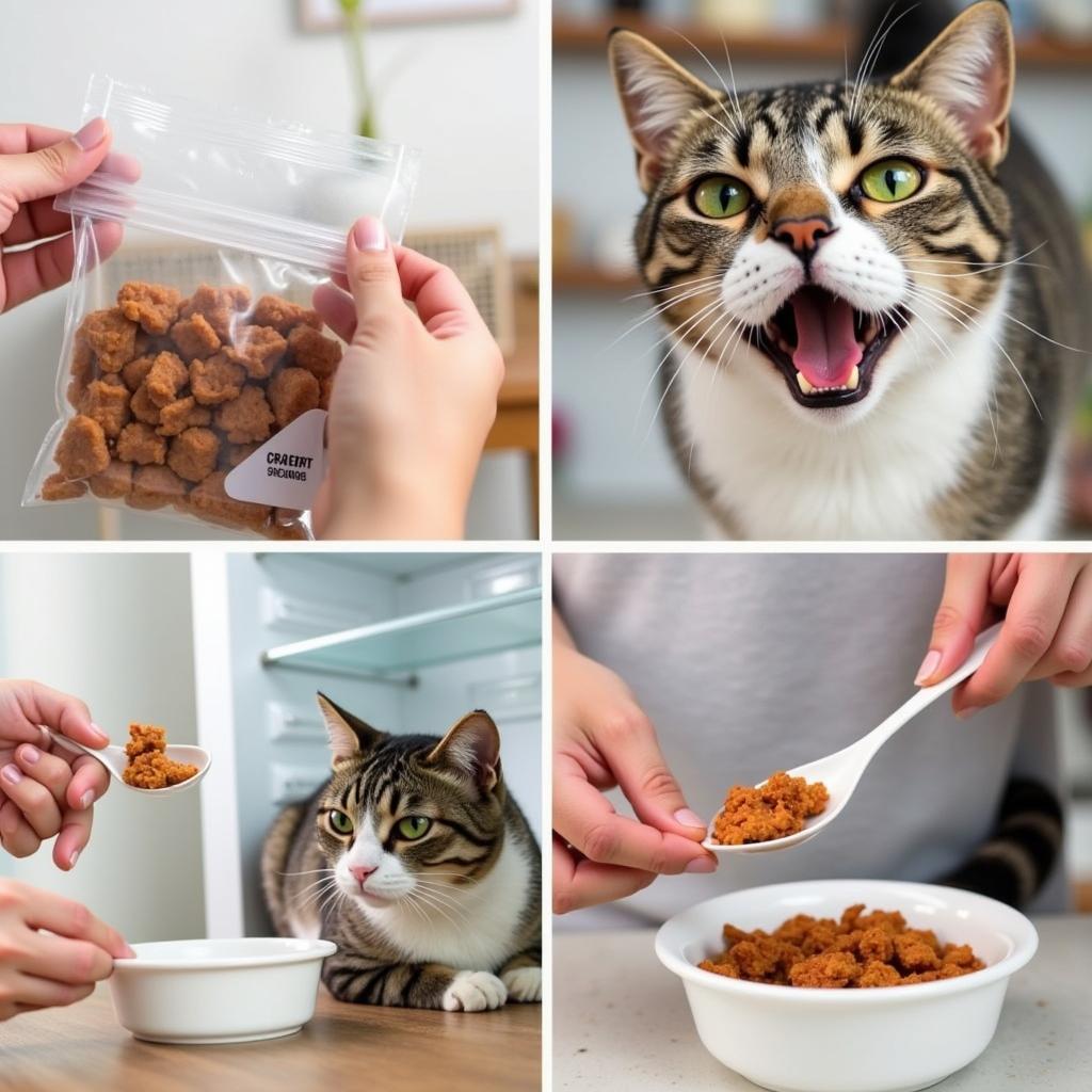 Preparing Frozen Cat Food