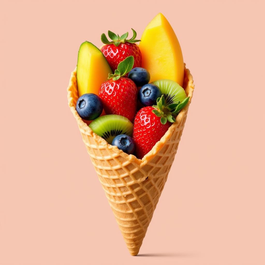 Fresh Fruit Salad in a Cone