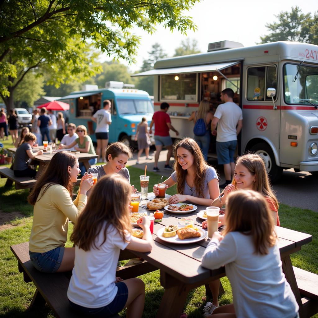 Families enjoying the Gardner Food Truck Festival