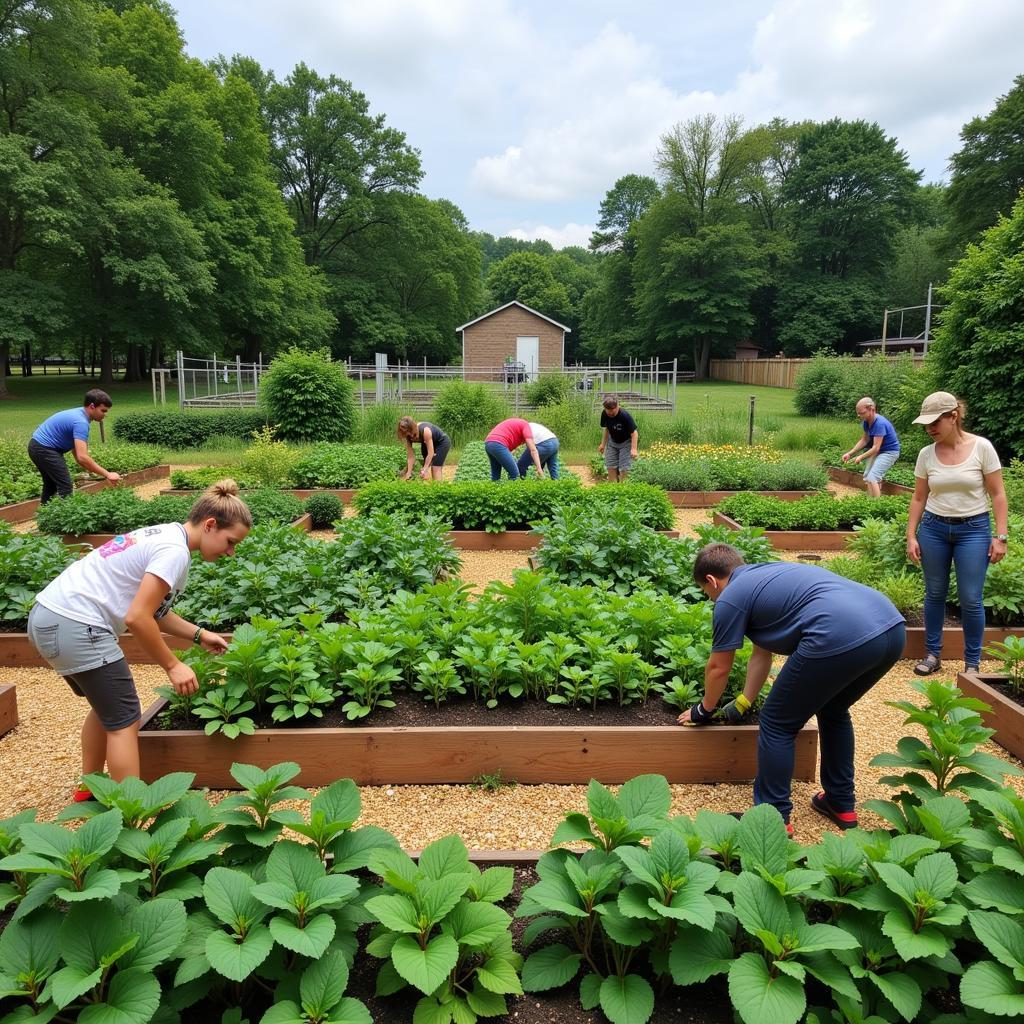 Volunteers Working in a Community Garden in Gastonia, NC