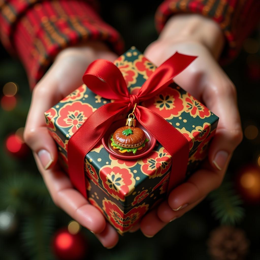 Giving Chinese food Christmas ornaments as a gift