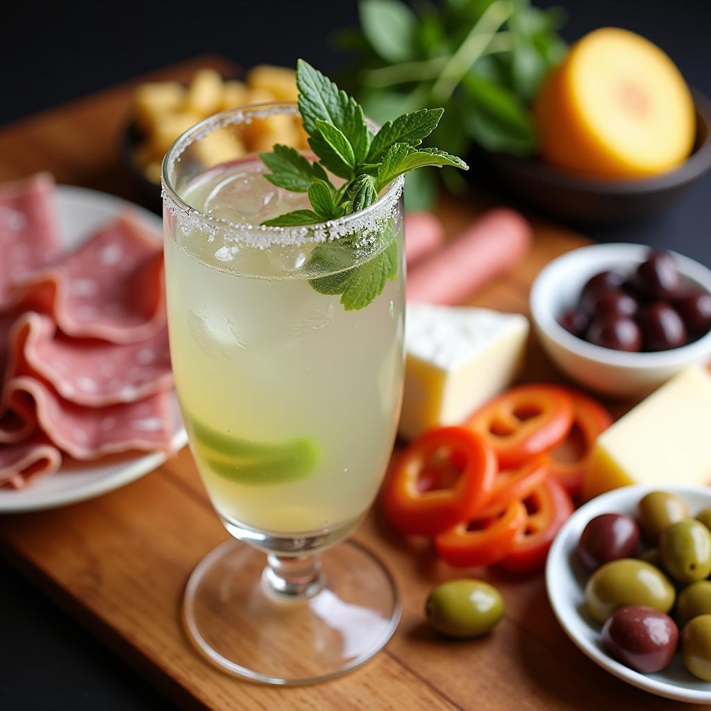 Gin Cocktail and Charcuterie Board