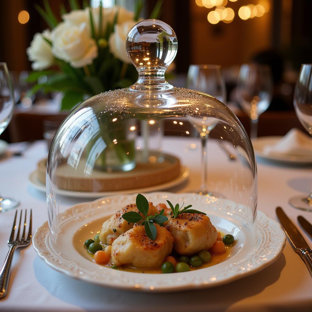 Elegant Glass Food Dome on a Dining Table