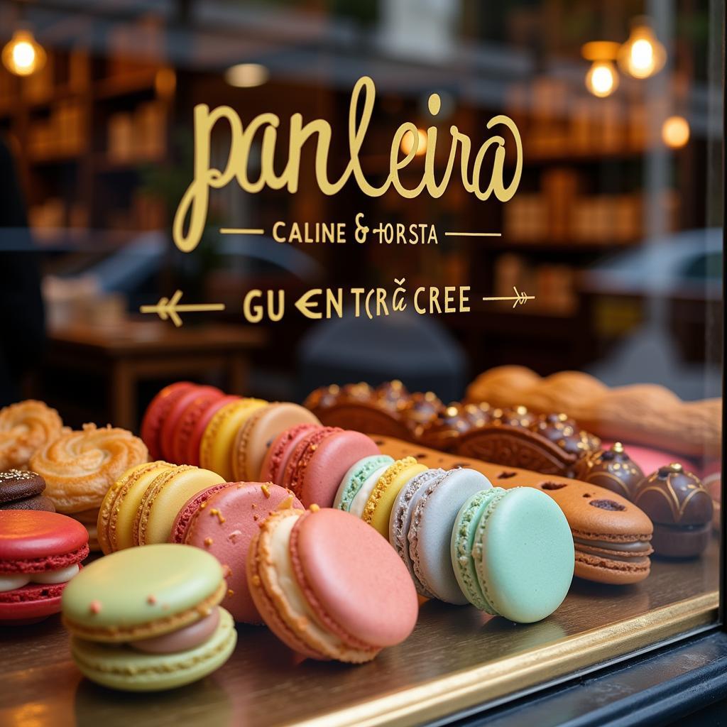 Gluten-free pastries displayed in a Parisian bakery window.