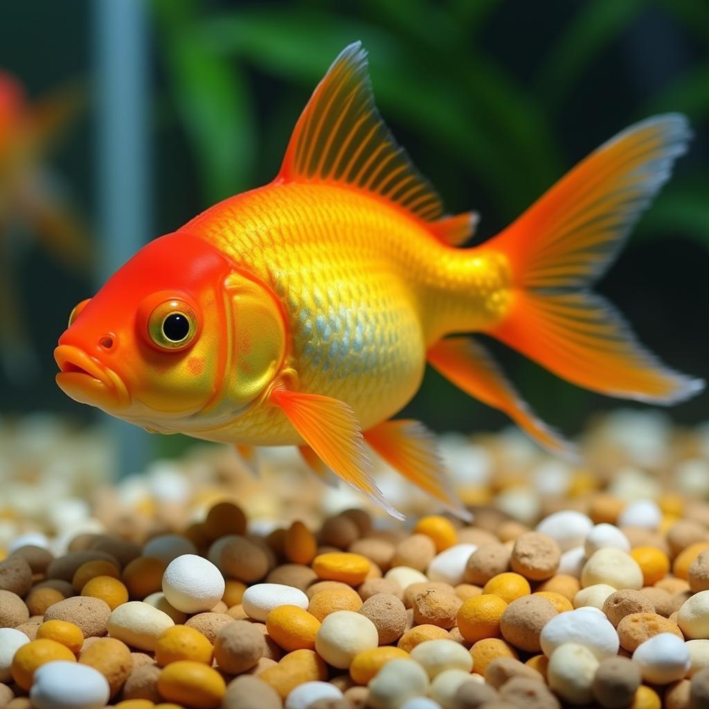 Goldfish Consuming Specifically Formulated Pellets