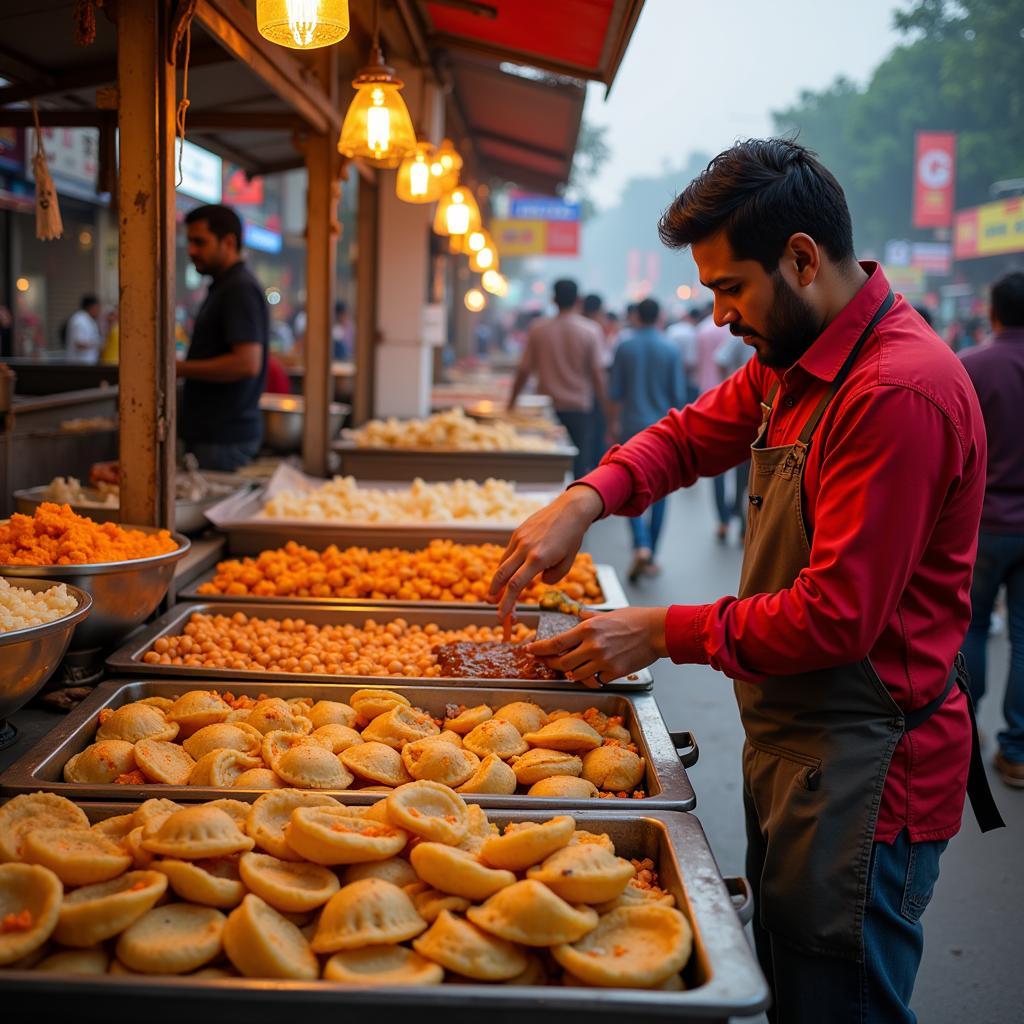 Golgappa street food vendor in India