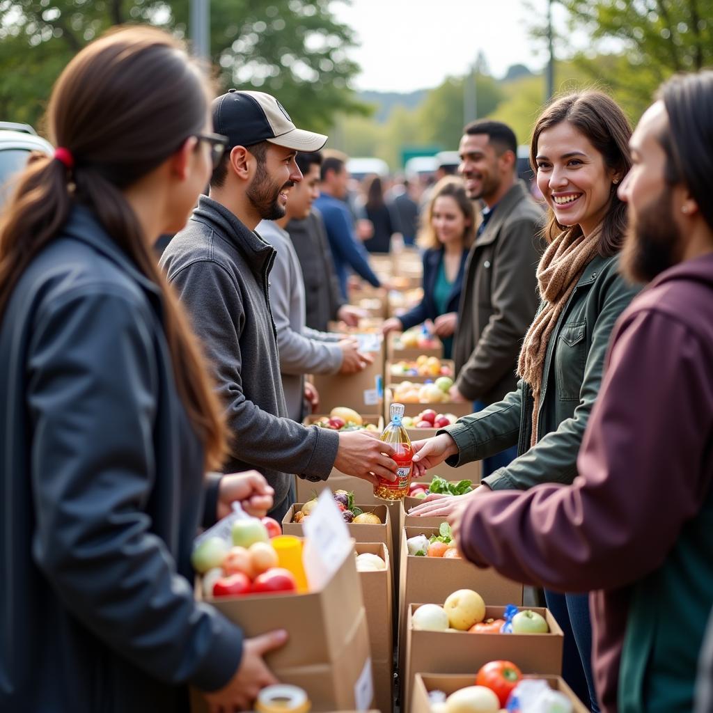 Food Distribution Event at a Goodwill Food Bank