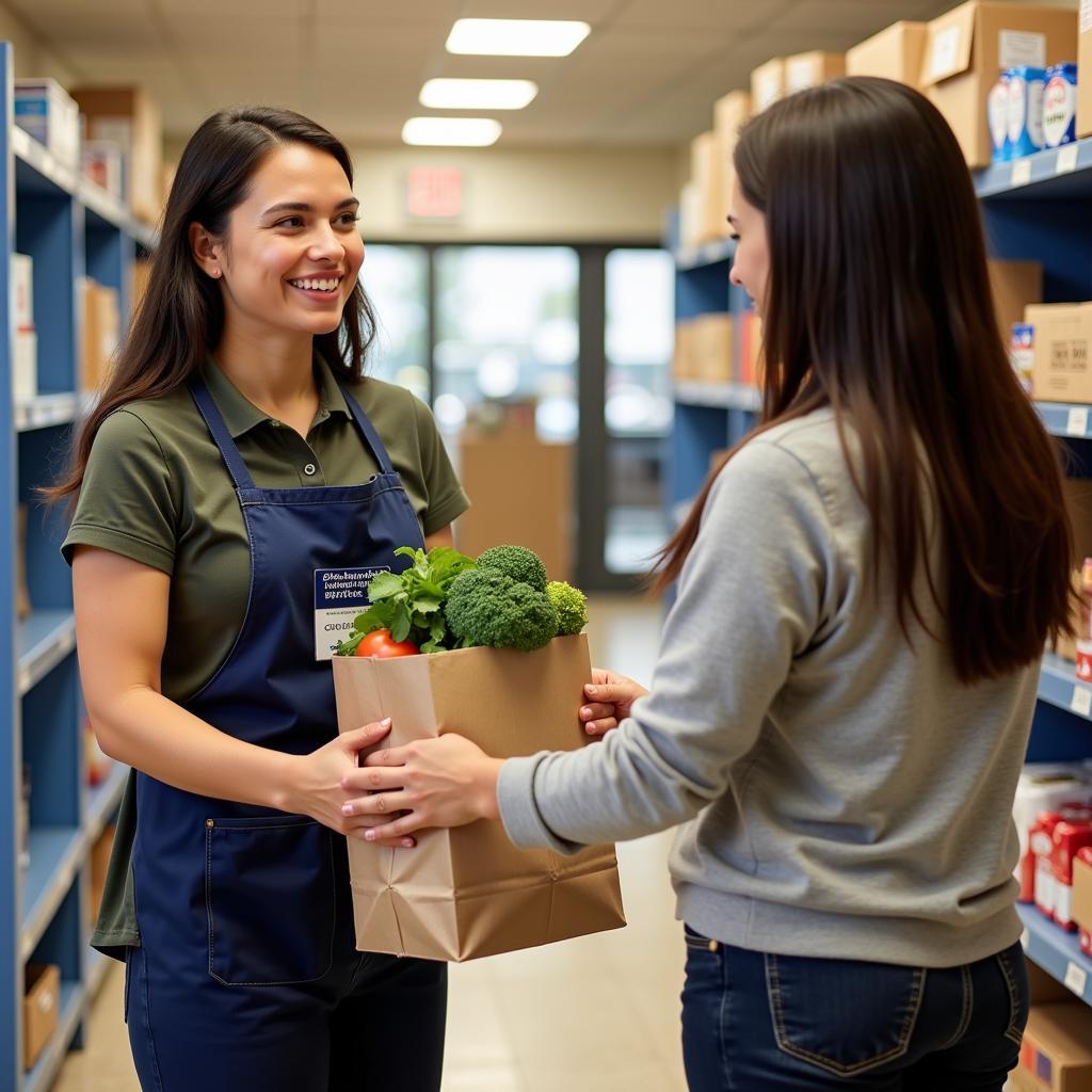 Client receiving food assistance at the Gorham Food Pantry