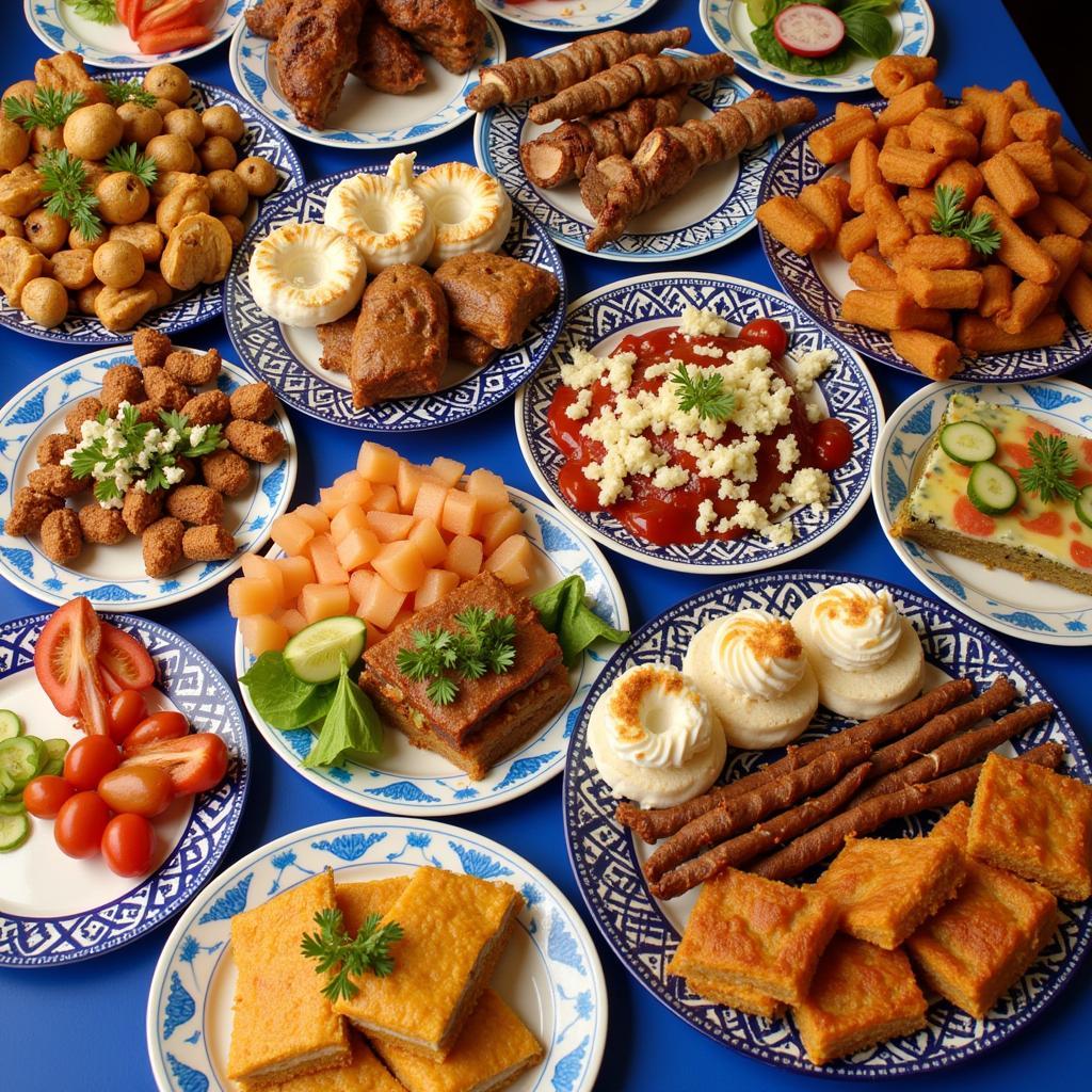 A wide spread of Greek food festival favorites, including gyros, souvlaki, spanakopita, and baklava.